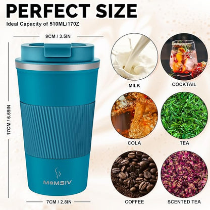 MOMSIV 17oz Travel Coffee Mug, Insulated Coffee Cup - Image 2