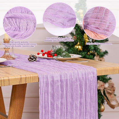 8 Pack Lavender Table Runner 17 x 108inch Cheesecloth Table Runner Boho Gauze - Image 5