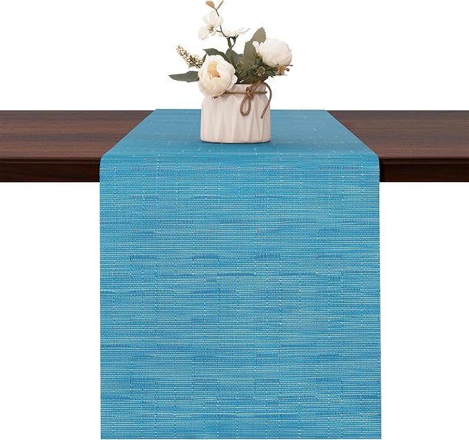 Table Runner 55 Inches Long, Vinyl Woven Heatproof Table Runners | Washable by Banchif