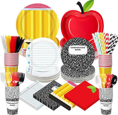 450 Pcs Preschool Kindergarten Back to School Tableware, Serves 50 | Apple by Unknown