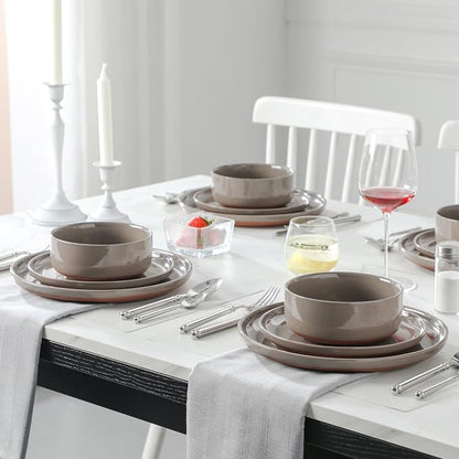 MALACASA Plates and Bowls Sets, 24 Pieces Modern Ceramic Dinnerware Set - Image 5