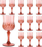 12Pack Plastic Wine Glasses, 7oz Vintage Goblets by LEYIQU