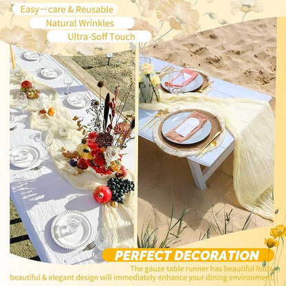 Showgeous 30 Pack Ivory Cheesecloth Table Runner, 17 x 108 Inches | Boho - Image 6