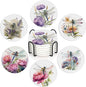 Coaster for Drinks Set of 6, Dragonfly Flower Absorbing Round Ceramic Stone Coaster with Cork Base,Tabletop Protection Mat for Mugs and Cups,Coffee Table Wine Glass Home Bar 4 Inch