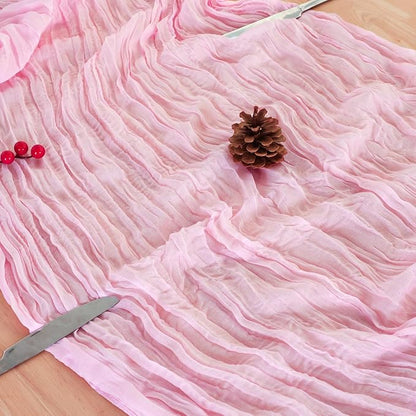 3 Pack Candy Pink Cheesecloth Table Runner 120 Inch Boho Wedding Decor | - Image 6
