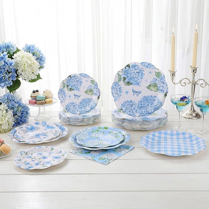 NatNarr 50 Set Floral Plates and Napkins Hydrangea Party Decor | 9" Hydrangea - Image 4