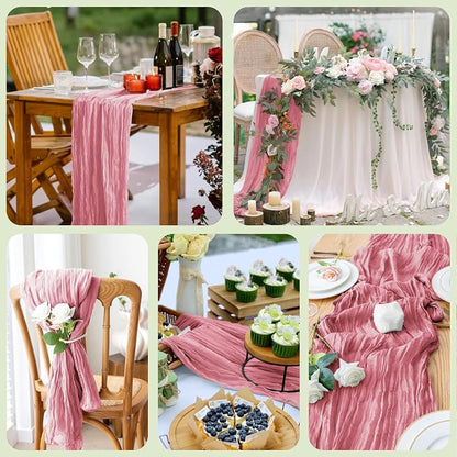 Cheesecloth Table Runner Dusty Rose 10FT Boho Gauze, 2 Pack | 120 Inch Cheese - Image 7