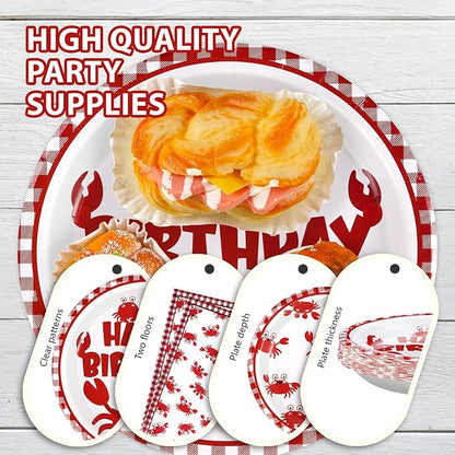Grencian 96Pcs Crab Birthday Party Decorations, Serve 24 | Crab Plates and - Image 5