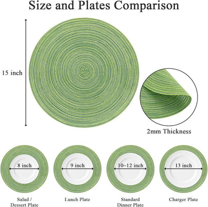 SHACOS Round Placemats Set of 8 Washable 15 inch Round Table Mats Braided Non - Image 3