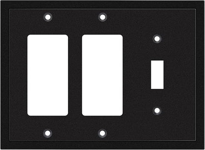 Henne Bery Modern Edge Decorative Wall Plate Switch Plate Outlet Cover, Durable Solid Zinc Alloy (Single Toggle/Double Decorator, Matte Black)