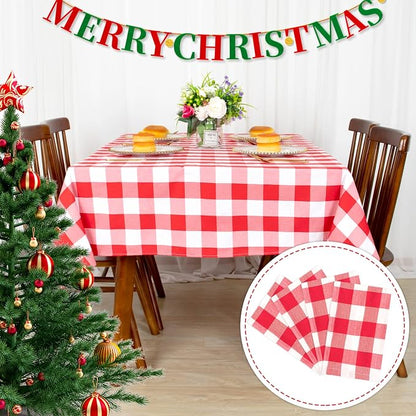ShinyBeauty 4-Pack 54x54-Inch Red & White Checkered Tablecloths | Cotton by ShinyBeauty