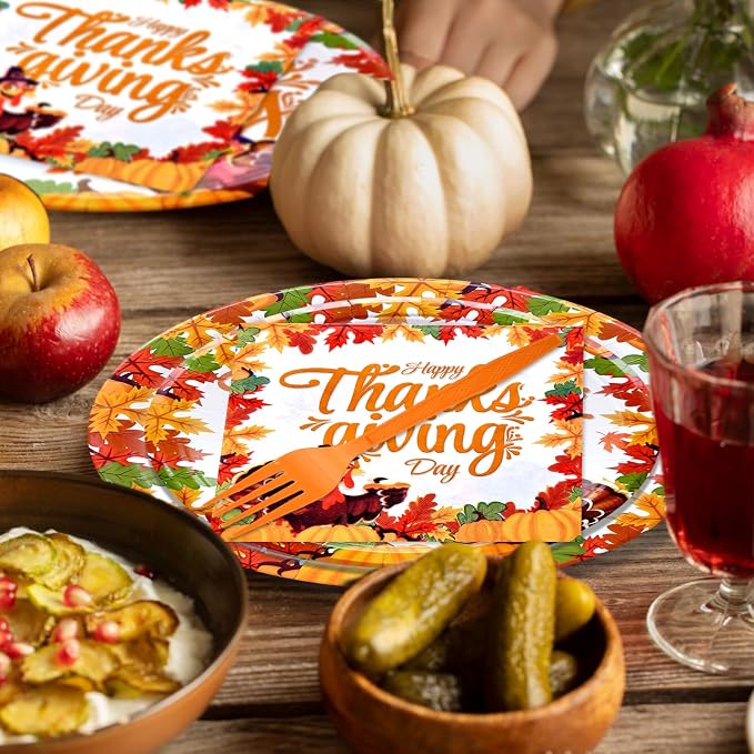96 Pieces Happy Thanksgiving Tableware Set Party Supplies - Image 4