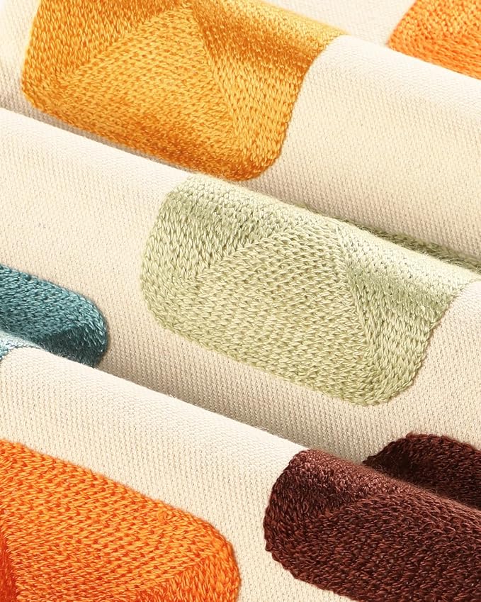 Embroidered Canvas 13"x 72" Narrow Table Runner, Mosaic | Exquisite Embroidery - Image 3