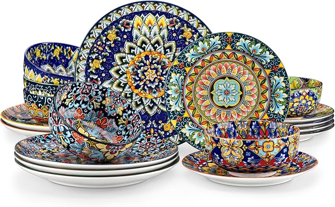 vancasso 18 Pieces Dinnerware Sets, Plates and Bowls Set, Porcelain Dishes Set by vancasso