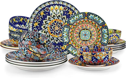 vancasso 18 Pieces Dinnerware Sets, Plates and Bowls Set, Porcelain Dishes Set by vancasso