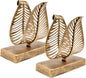 Set of 2 Freestanding Modern Napkin Holder with Leaf Design, Tabletop Tissue Dispenser, Countertop Napkin Storage Organizer – Bronze