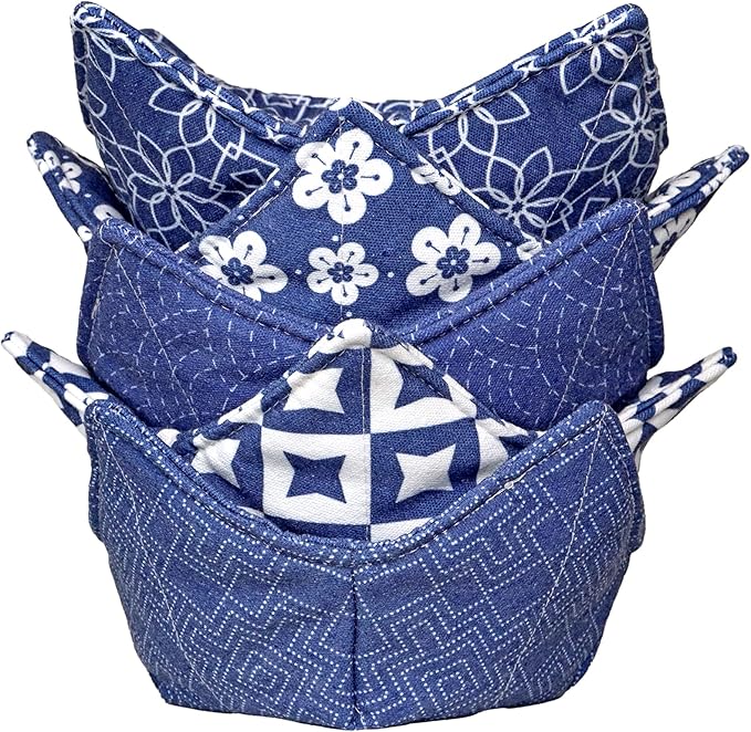Cotton Microwavable Bowl Cozy, Microwave-Safe Hot Bowl Holders, Soup bowl Cozy by ROGITU