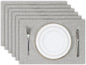 Kevin Textile Burlap Linen Placemats Set of 6 Heat Resistant Dining Table Place Mats Washable Kitchen Table Mats for Dinning Party Holiday Indoor Outdoor, 13 x19 inches, Grey White
