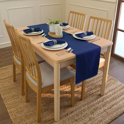 Encasa XO Table Runner, Cotton Canvas Dining Runner 13"x104" | Scotch Blue - Image 2