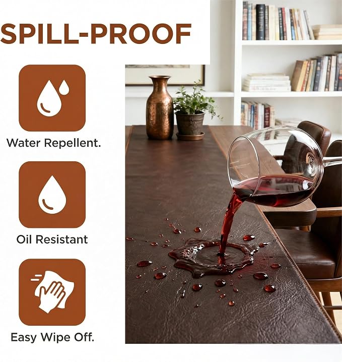 Double-Sided Faux Leather Table Runner, Waterproof Heat Resistant Non-Slip - Image 9