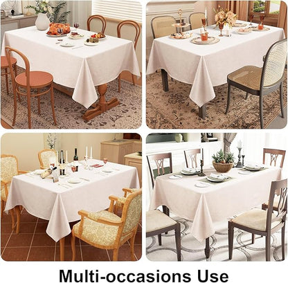 Smiry Rectangle Faux Linen Table Cloth, Waterproof Burlap Fabric Tablecloth, Washable Decorative Farmhouse Table Covers for Kitchen, Dining, Parties, 60x102, Tan