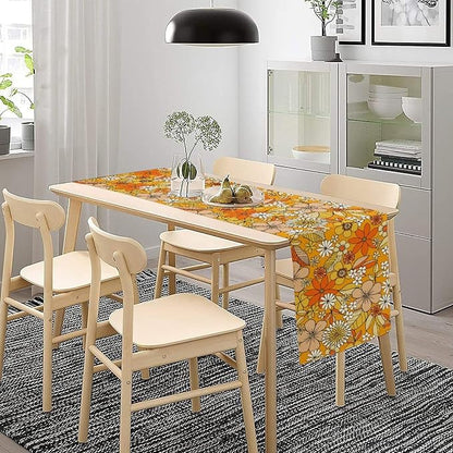 Floral Table Runner Retro 70s Hippie Daisy Flower Peace Love Birthday Party - Image 3