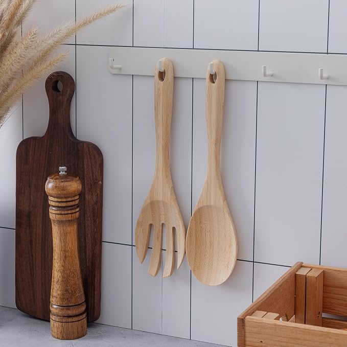 13 Inch Large Premium Bamboo Salad Tongs - Image 5