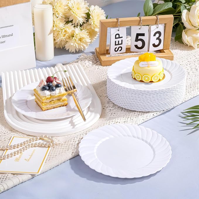 U-QE 100 Count White Plastic Plates - Image 3