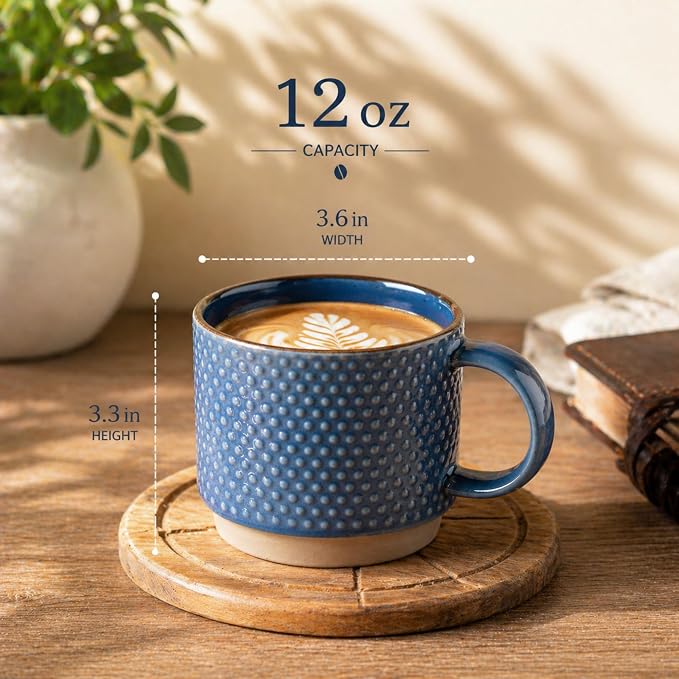 GBhome 12 OZ Stackable Coffee Mugs, Ceramic Coffee Mugs - Image 3