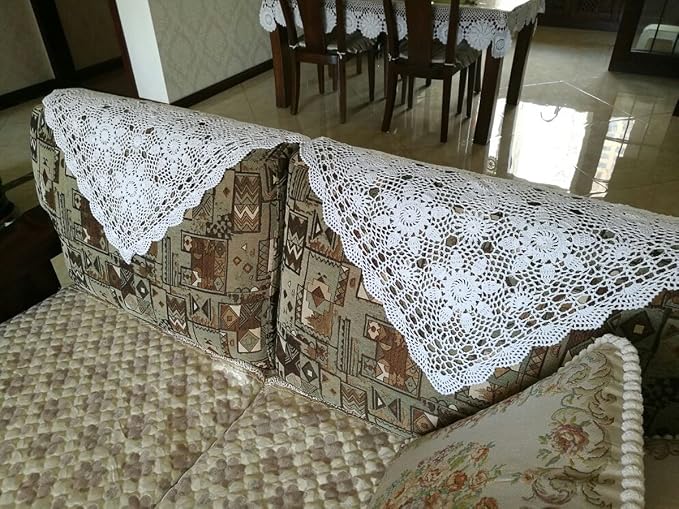 Cotton Handmade Crochet lace Table Runners Square Tablecloth Doilies Doily - Image 2