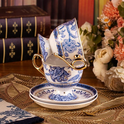 KAMMAK Tea Cups and Saucers Set of 2, Fine Bone China Coffee Cups, 572N | - Image 6