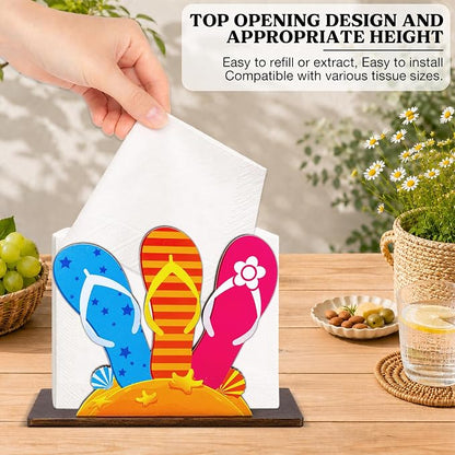 Summer Flip Flops Decor Wood Napkin Holder - Image 4