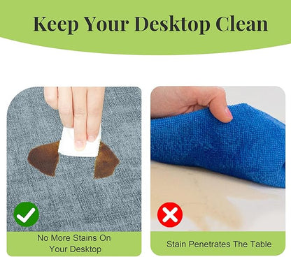 13-Inch Faux Leather Round Placemats Set of 8, Waterproof Anti-Slip Dual Sided Place mats, Heat Resistant Washable Table Mats with Coaster, Suitable for Indoor & Outdoor (8, Black Light Blue)