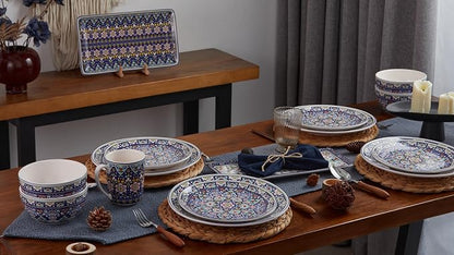 Bico Mandala Kaleidoscope Cereal Bowls Set of 4, 26 oz Deep Ceramic Soup Bowls - Image 4