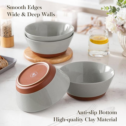 MALACASA Soup Bowls, Ceramic Salad Bowls Set of 4, 36oz Ceramic Bowls | - Image 6