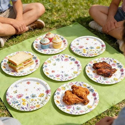 40 Pcs Spring Wildflower Plates and Napkins Sets-Disposable Floral Paper Plates - Image 5