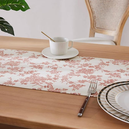 French Pastoral Farmhouse Table Runners, 13x108 Inch Red | 100% Organic Cotton - Image 5