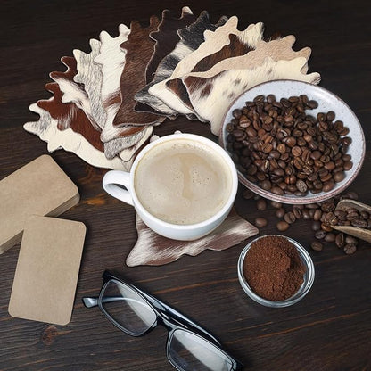 Hushee 12 Pcs Cowhide Coasters Round Natural Leather Cowhide Drink Coasters - Image 6
