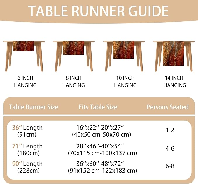 Brown and Orange Table Runner Inch Modern Abstract Messy Rust Painting Linen - Image 7