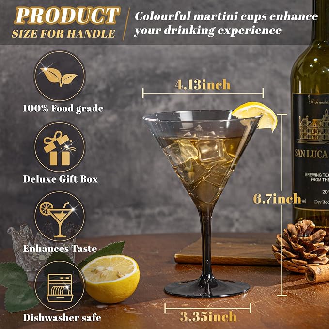 Liacere Martini Glasses Set of 6-11 oz Plastic Martini Cocktail Glasses - Image 3