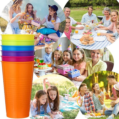 Suclain Set of 36 Colorful Reusable Plastic Cups 14 oz Kids Unbreakable - Image 7