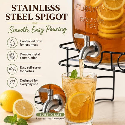 2 Gallon Glass Drink Dispensers - Image 3