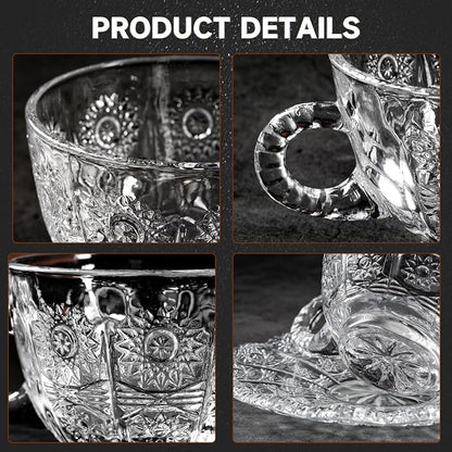 Glass Teacups and Saucers Set of 6, Vintage Coffee Mugs - Image 8