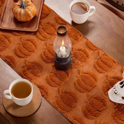 Caramel Pumpkins Halloween Table Runner Seasonal Autumn Kitchen Dining Table - Image 5