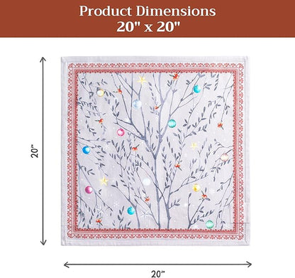 Maison d' Hermine Cloth Napkins Set of 4 100% Cotton for Thanksgiving Christmas Decorations Everyday Reusable Square Fall Napkins Cloth Washable Dinner Party (Fairy Christmas, 20"x20")