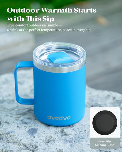 12oz Insulated Coffee Mug with Lid – Includes Two Lids, Stainless Steel Coffee - Image 6