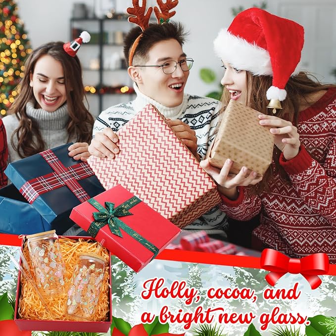 Sliner 2 Pcs Gingerbread Glass Cups Summer Christmas Tumbler - Image 3