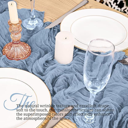 4 Pack Dusty Blue Table Runner 17 x 108inch Cheesecloth Table Runner Boho Gauze - Image 4