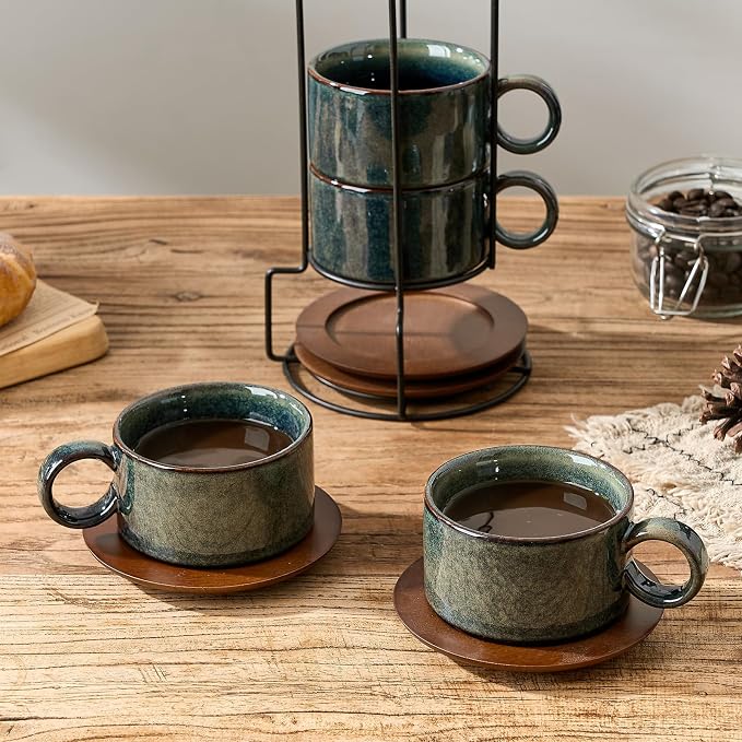 LUKA 6 Ounce Porcelain Stackable Espresso Cups - Image 6
