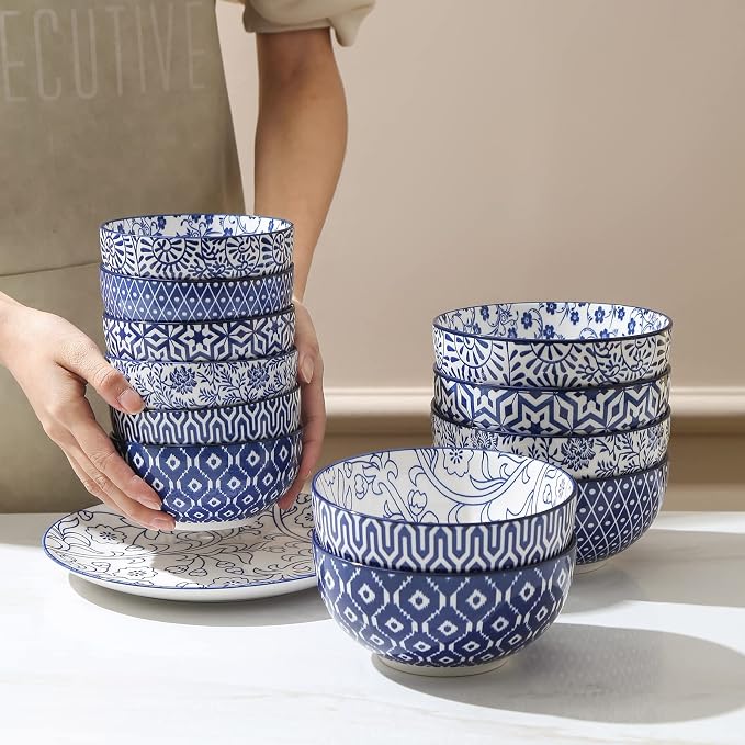 Selamica Ceramic Cereal Bowls Set of 6, 24 Oz Deep Soup Bowls - Image 7